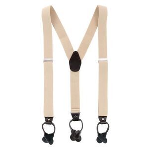 CTM Men's 1.375 Inch Wide Solid Color Y-Back Button-End Suspenders